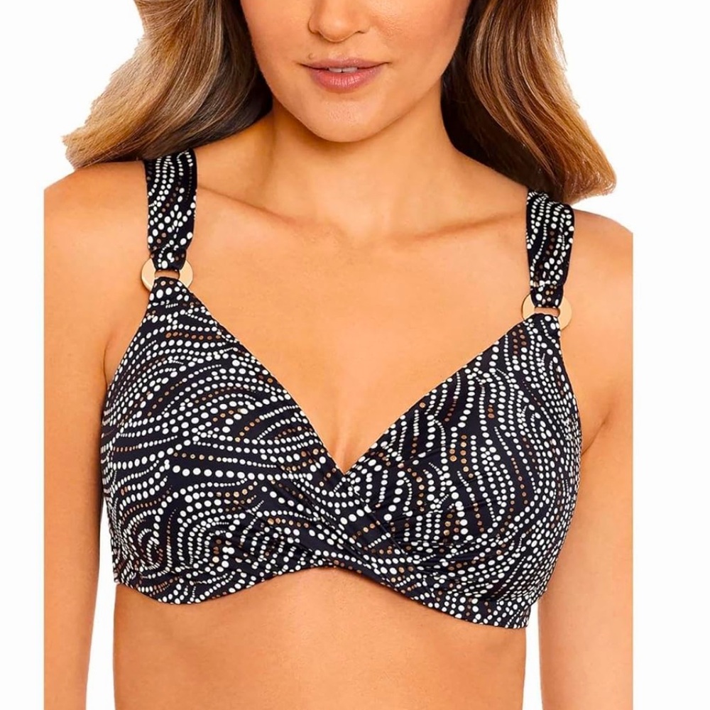 Miraclesuit Black Bronze Supportive Underwire Bikini Top Sz 38D NWT